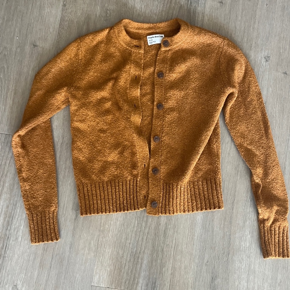 Frank & Oak Orange Cardigan Sweater
